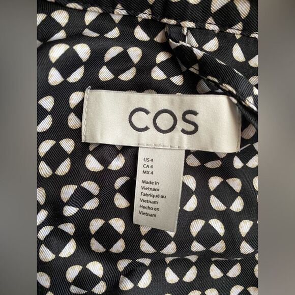 COS Maxi Dress Long Sleeve Black/ White Pockets Buttons Sz 4 - Picture 4 of 8